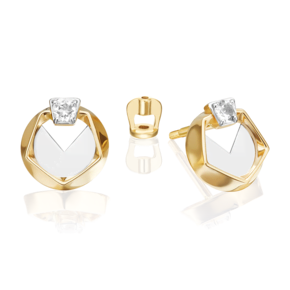 Серьги-пусеты из комбинированного золота с натуральным топазом white 02-5042-00-201-1121