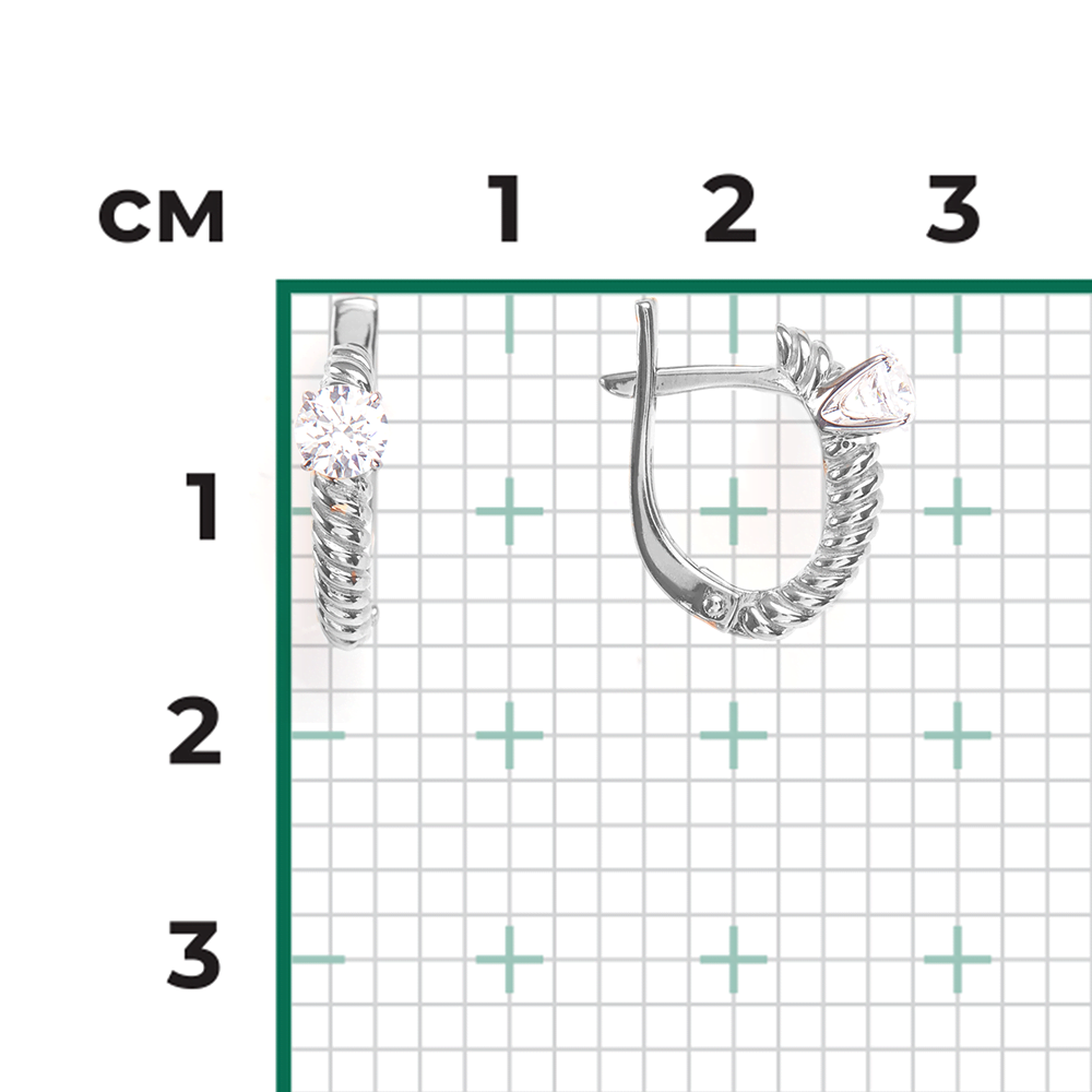 Серьги с английским замком из белого золота с фианитом 02-4355-00-501-1120-38