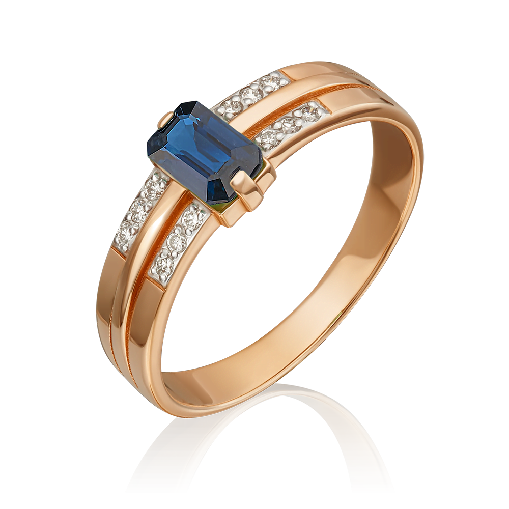 Кольцо из красного золота с сапфиром и бриллиантами 01-1253-00-105-1110-30