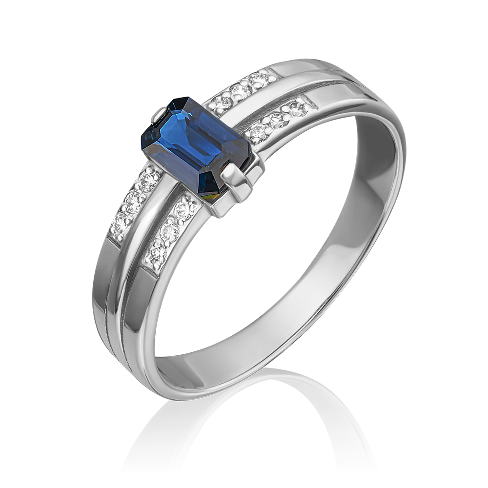 Кольцо из белого золота с сапфиром и бриллиантами 01-1254-00-105-1120-30