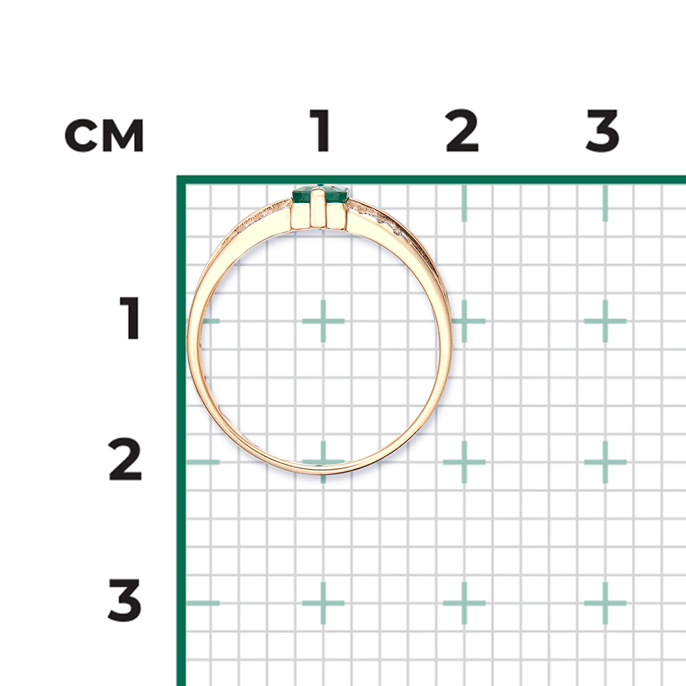 Кольцо из красного золота с изумрудом и бриллиантами 01-1253-00-106-1110-30