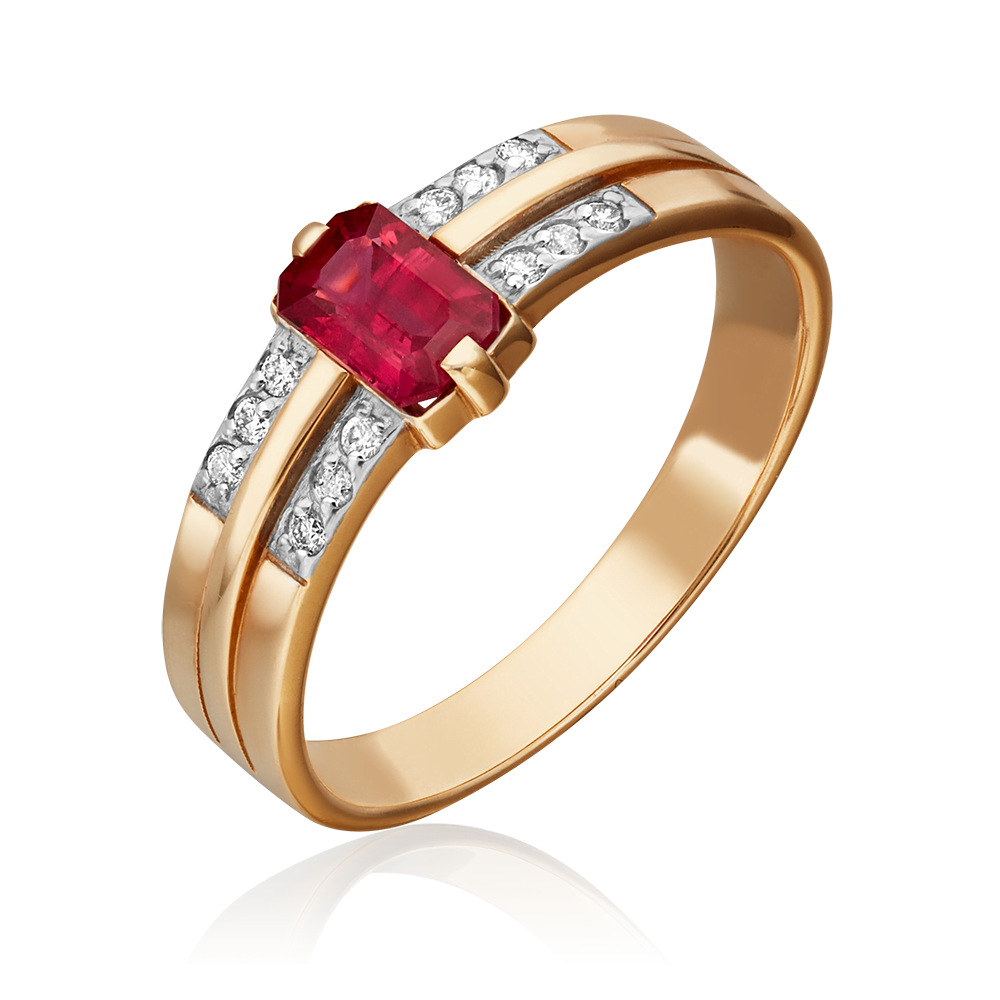 Кольцо из красного золота с рубином и бриллиантами 01-1253-00-107-1110-30
