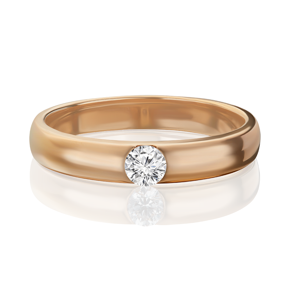 Обручальное кольцо из красного золота с бриллиантом 01-1255-00-101-1110-30