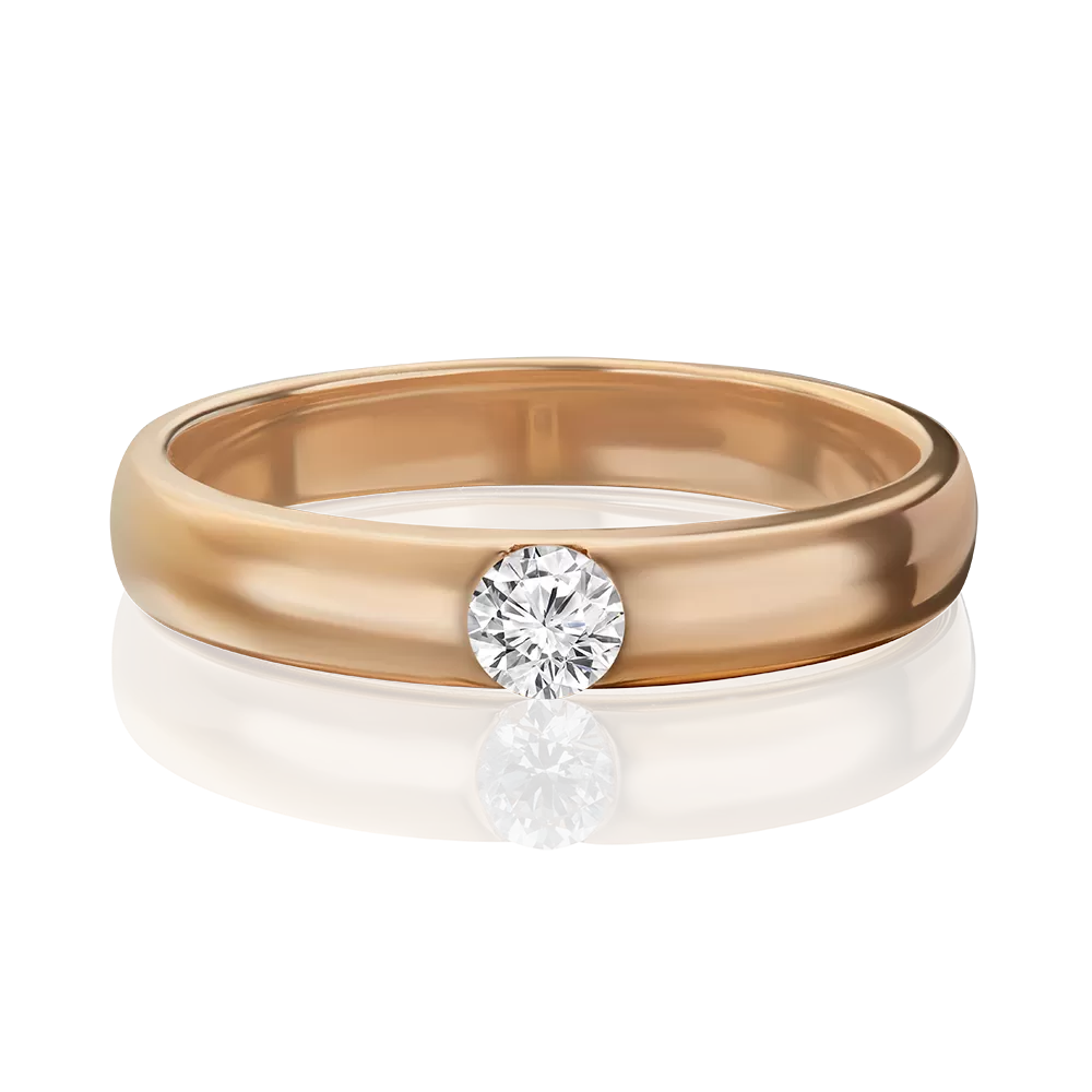 Обручальное кольцо из красного золота с бриллиантом 01-1255-00-101-1110-30