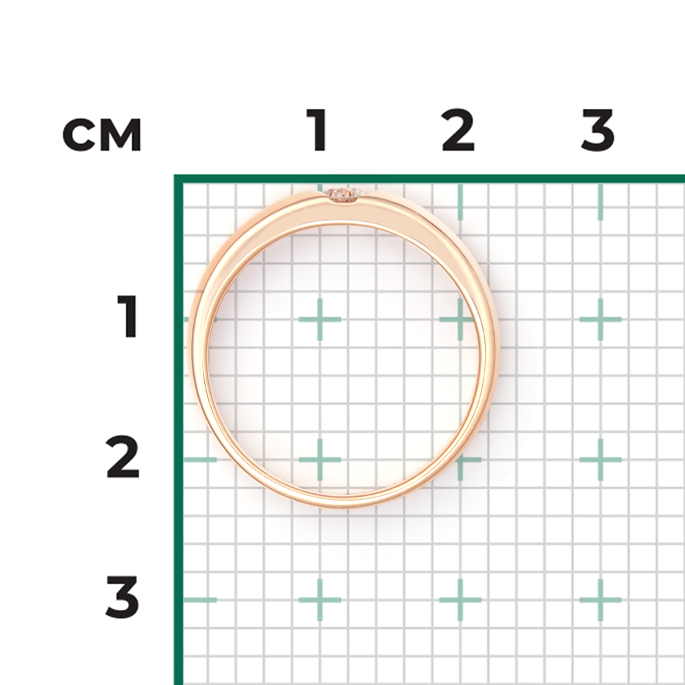 Обручальное кольцо из красного золота с бриллиантом 01-1255-00-101-1110-30