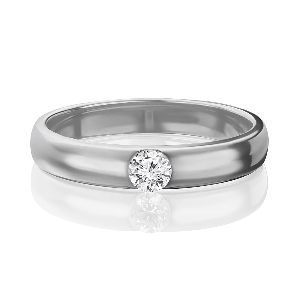 Обручальное кольцо из белого золота с бриллиантом 01-1256-00-101-1120-30