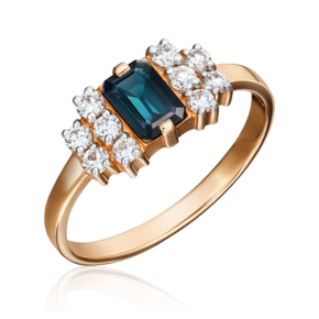 Кольцо из красного золота с сапфиром и бриллиантами 01-1257-00-105-1110-30