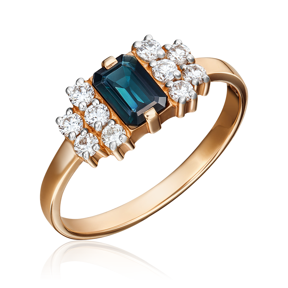 Кольцо из красного золота с сапфиром и бриллиантами 01-1257-00-105-1110-30