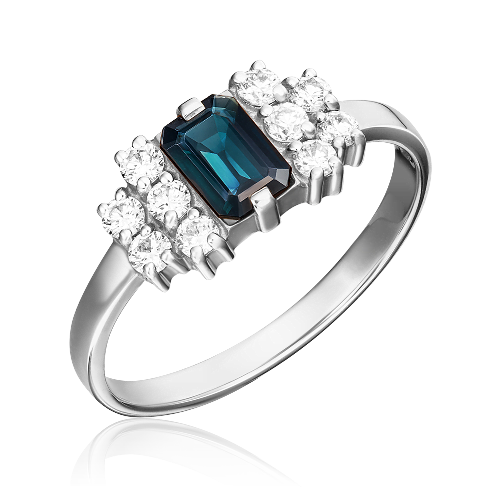 Кольцо из белого золота с сапфиром и бриллиантами 01-1258-00-105-1120-30