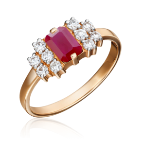 Кольцо из красного золота с рубином и бриллиантами 01-1257-00-107-1110-30