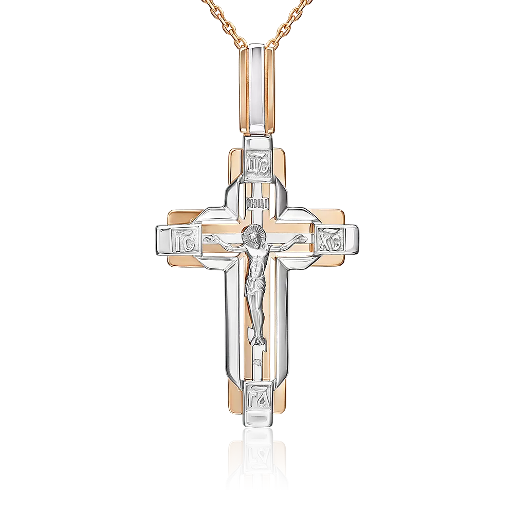 Православный крест из комбинированного золота 03-3566-00-000-1111