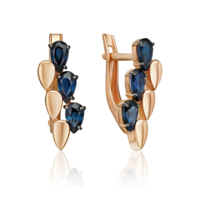 Серьги с английским замком из красного золота с сапфирами 02-5402-00-102-1110