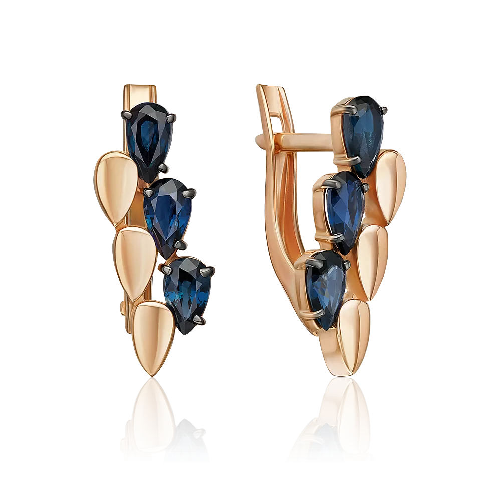 Серьги с английским замком из красного золота с сапфирами 02-5402-00-102-1110