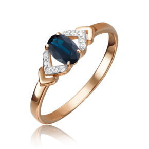 Кольцо из красного золота с сапфиром и бриллиантами 01-1291-00-105-1110-30