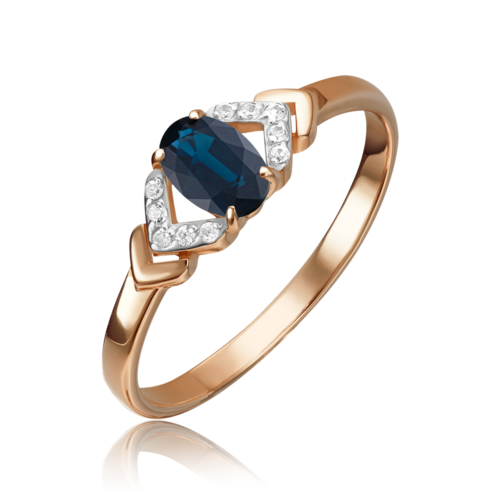 Кольцо из красного золота с сапфиром и бриллиантами 01-1291-00-105-1110-30