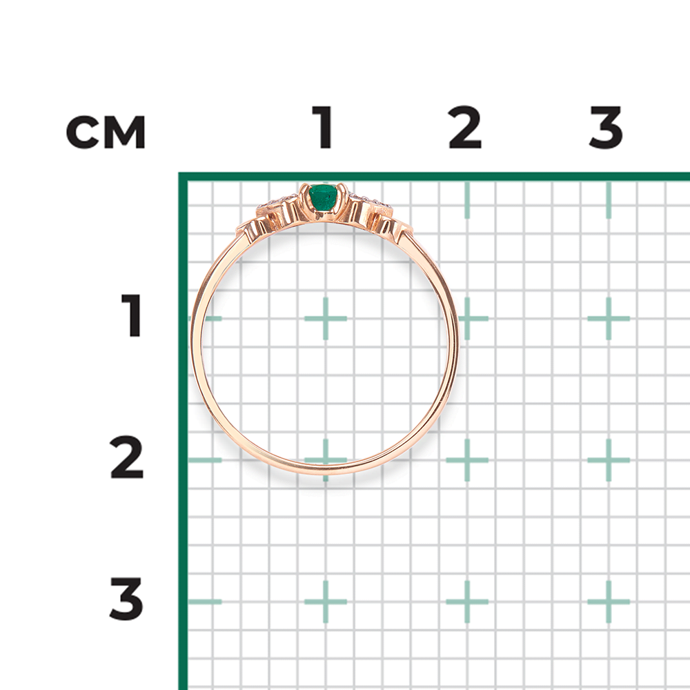 Кольцо из красного золота с изумрудом и бриллиантами 01-1291-00-106-1110-30