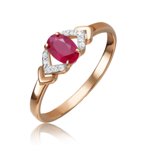 Кольцо из красного золота с рубином и бриллиантами 01-1291-00-107-1110-30