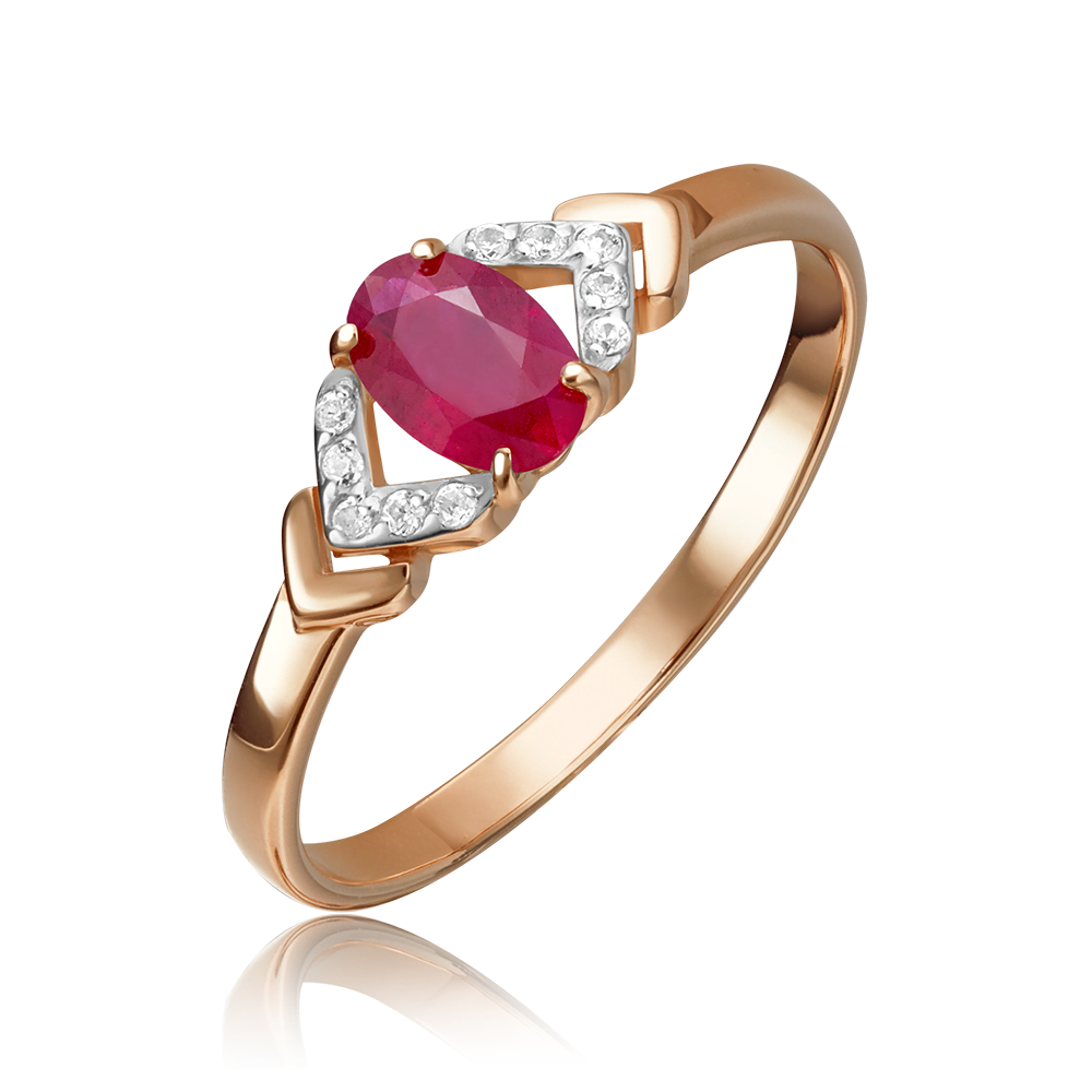 Кольцо из красного золота с рубином и бриллиантами 01-1291-00-107-1110-30