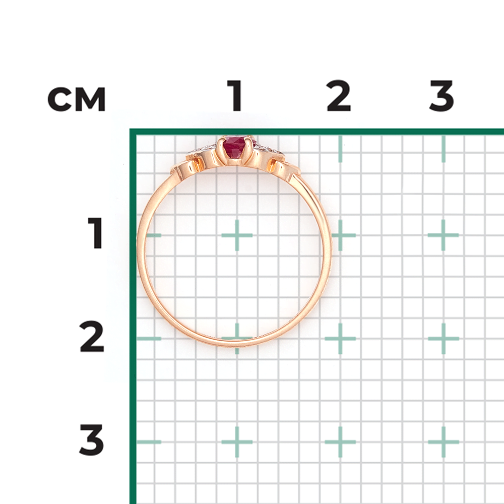 Кольцо из красного золота с рубином и бриллиантами 01-1291-00-107-1110-30