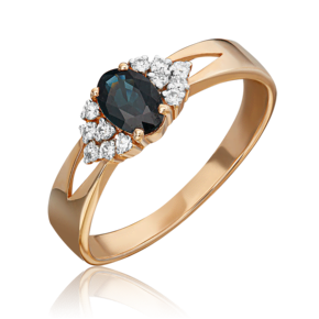 Кольцо из красного золота с сапфиром и бриллиантами 01-1293-00-105-1110-30