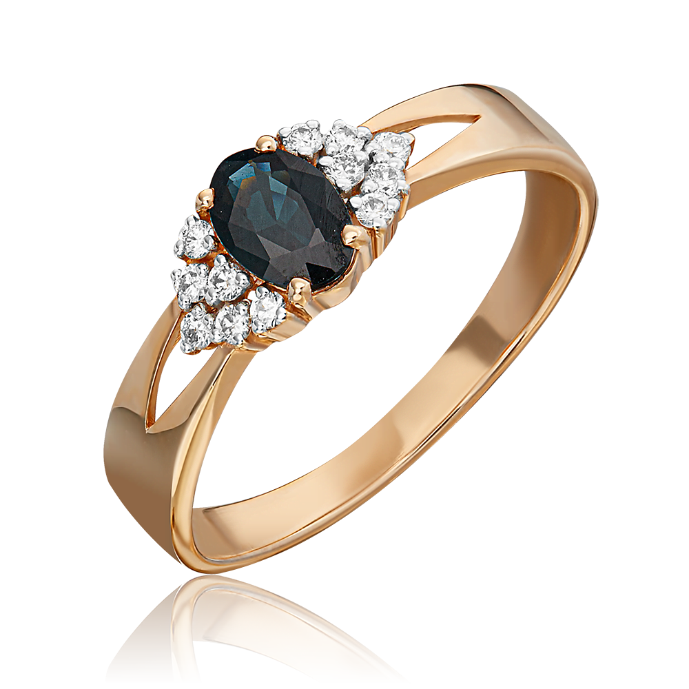 Кольцо из красного золота с сапфиром и бриллиантами 01-1293-00-105-1110-30