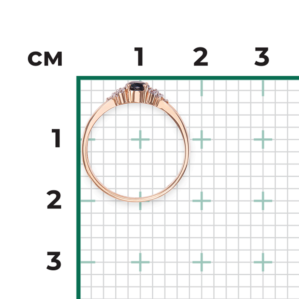Кольцо из красного золота с сапфиром и бриллиантами 01-1293-00-105-1110-30