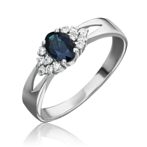 Кольцо из белого золота с сапфиром и бриллиантами 01-1294-00-105-1120-30