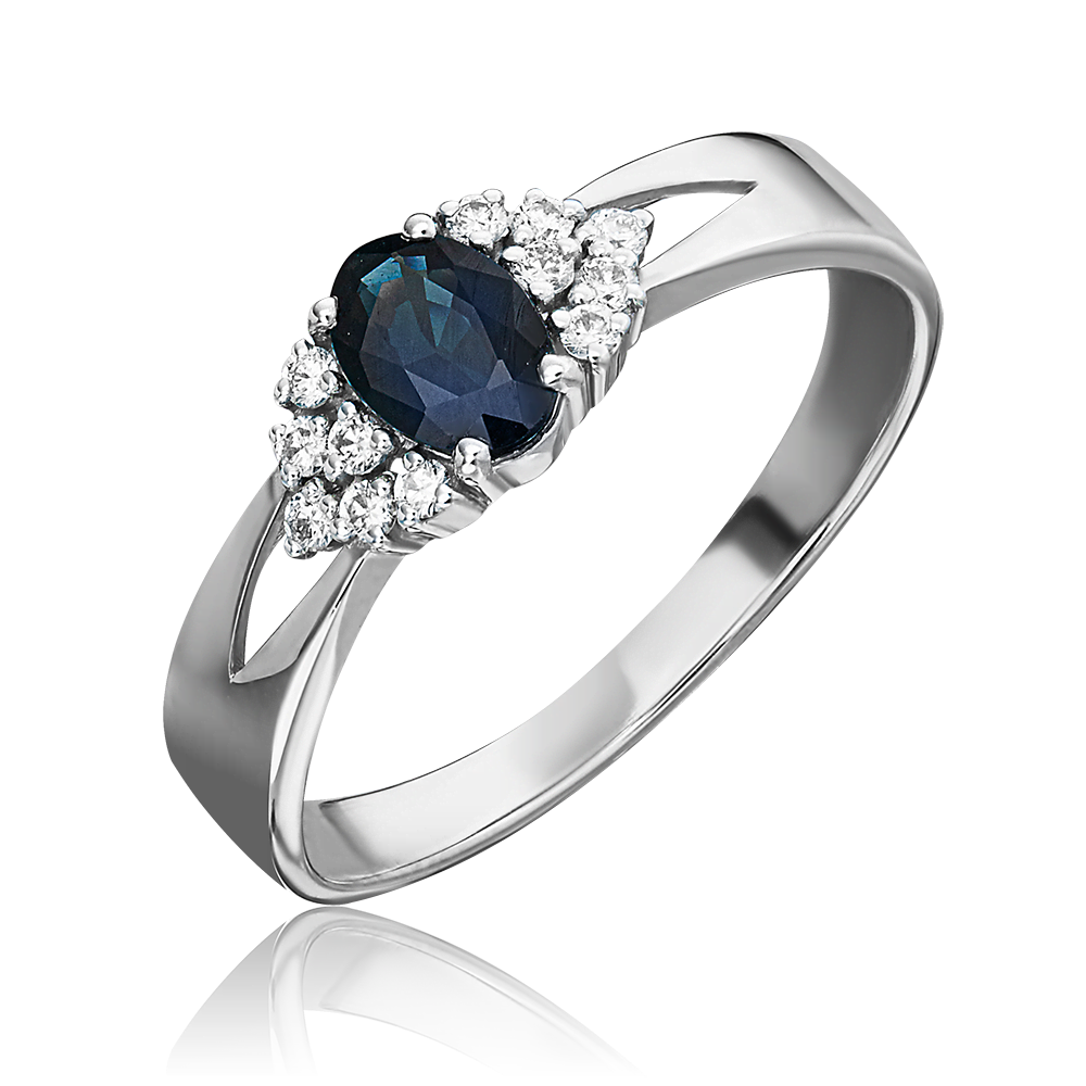 Кольцо из белого золота с сапфиром и бриллиантами 01-1294-00-105-1120-30