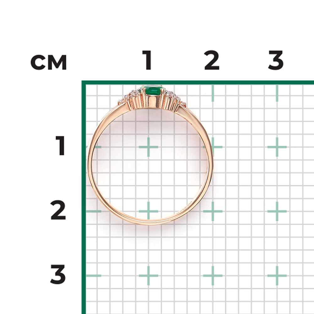 Кольцо из красного золота с изумрудом и бриллиантами 01-1293-00-106-1110-30