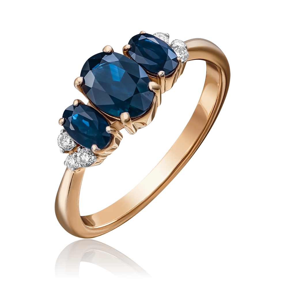 Кольцо из красного золота с сапфирами и бриллиантами 01-1295-00-105-1110-30