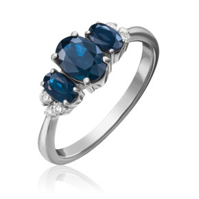 Кольцо из белого золота с сапфирами и бриллиантами 01-1296-00-105-1120-30