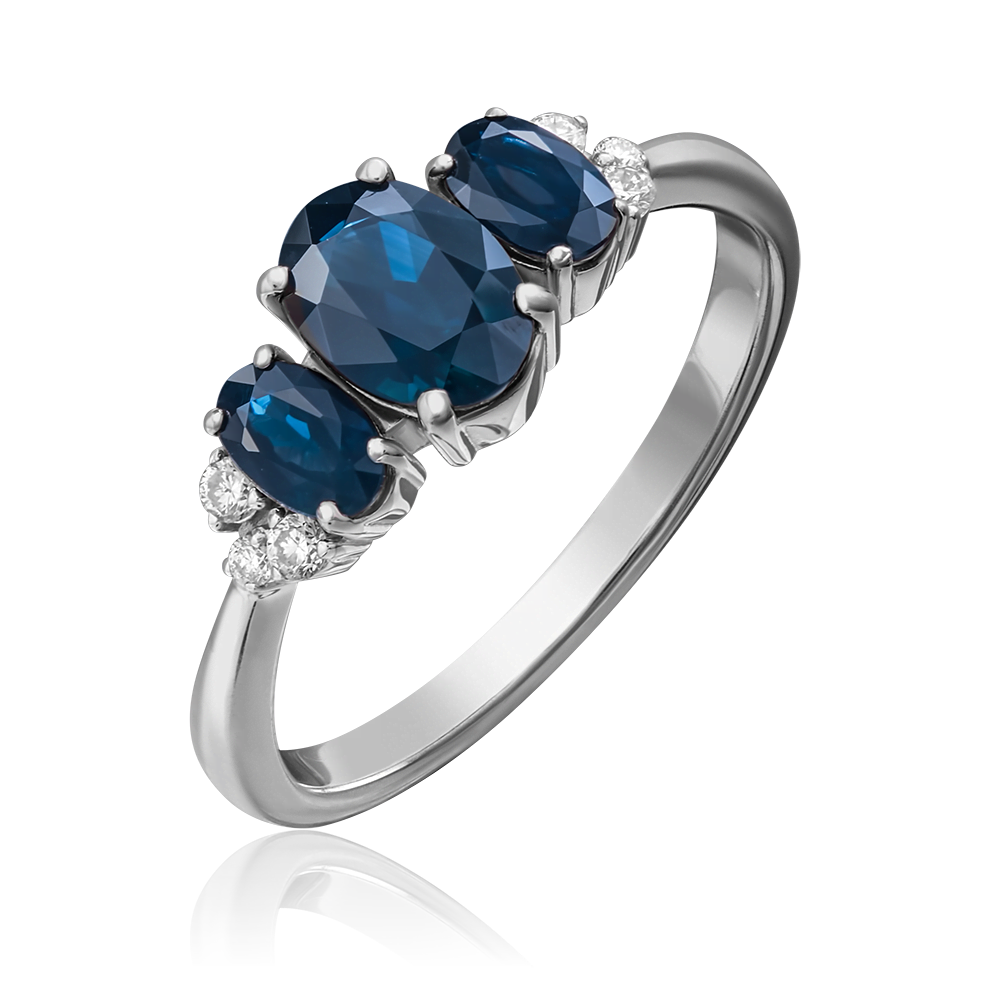 Кольцо из белого золота с сапфирами и бриллиантами 01-1296-00-105-1120-30
