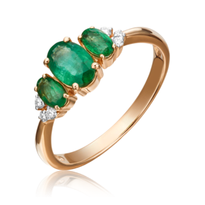 Кольцо из красного золота с изумрудами и бриллиантами 01-1295-00-106-1110-30