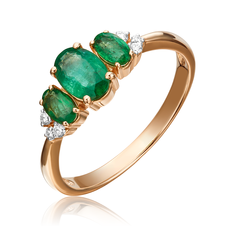 Кольцо из красного золота с изумрудами и бриллиантами 01-1295-00-106-1110-30