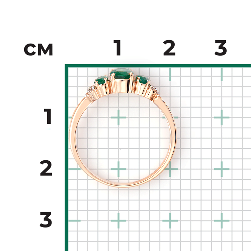 Кольцо из красного золота с изумрудами и бриллиантами 01-1295-00-106-1110-30