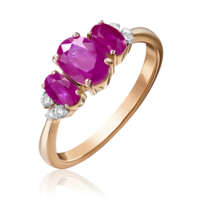 Кольцо из красного золота с рубинами и бриллиантами 01-1295-00-107-1110-30