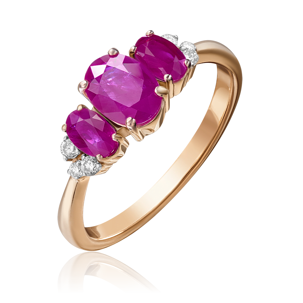 Кольцо из красного золота с рубинами и бриллиантами 01-1295-00-107-1110-30