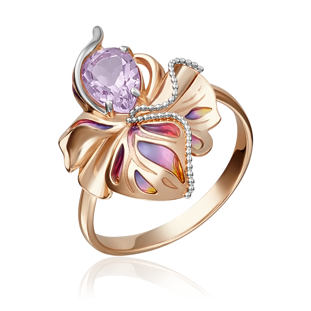 Кольцо «Удивительный цветок» из красного золота с аметистом и эмалью 01-5149-00-203-1110-57