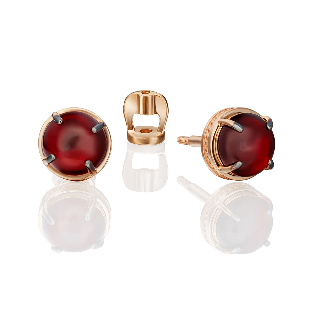 Серьги-пусеты из красного золота с гранатом 02-4678-00-204-1110-46