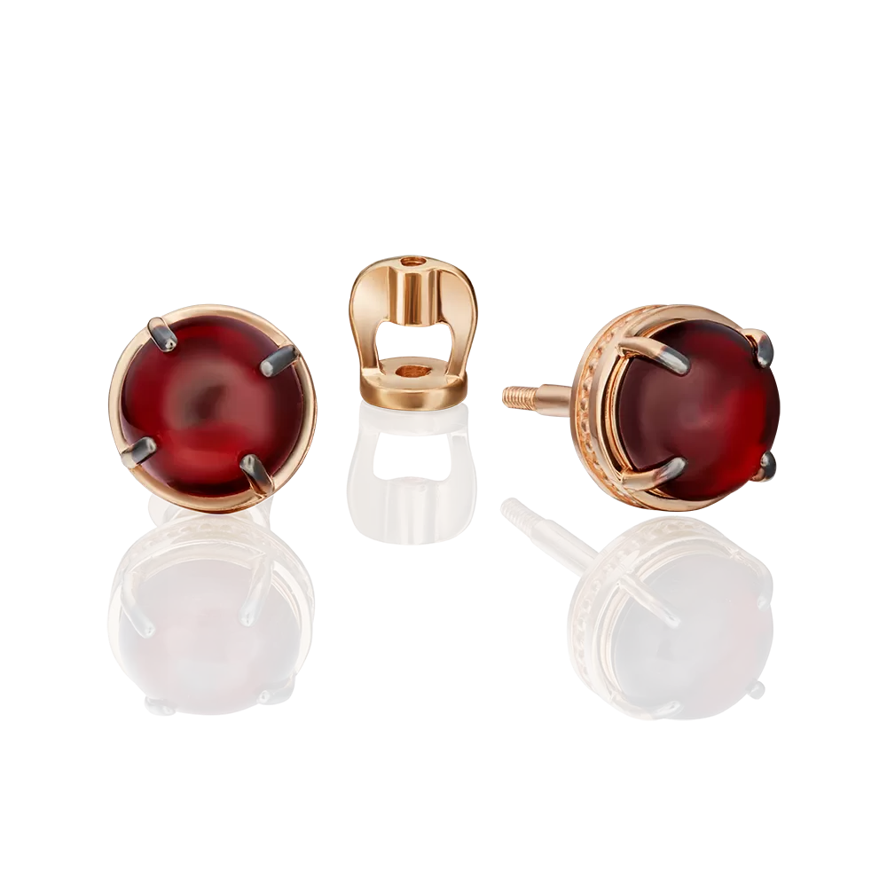 Серьги-пусеты из красного золота с гранатом 02-4678-00-204-1110-46