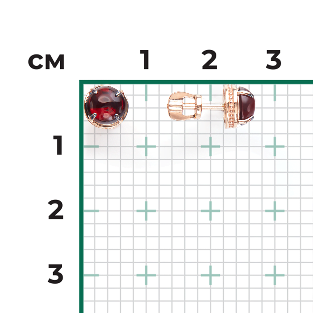 Серьги-пусеты из красного золота с гранатом 02-4678-00-204-1110-46