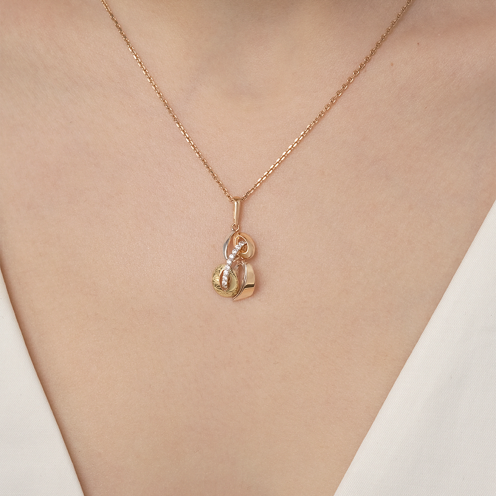 Подвеска из комбинированного золота с фианитами 03-2820-00-401-1113-48