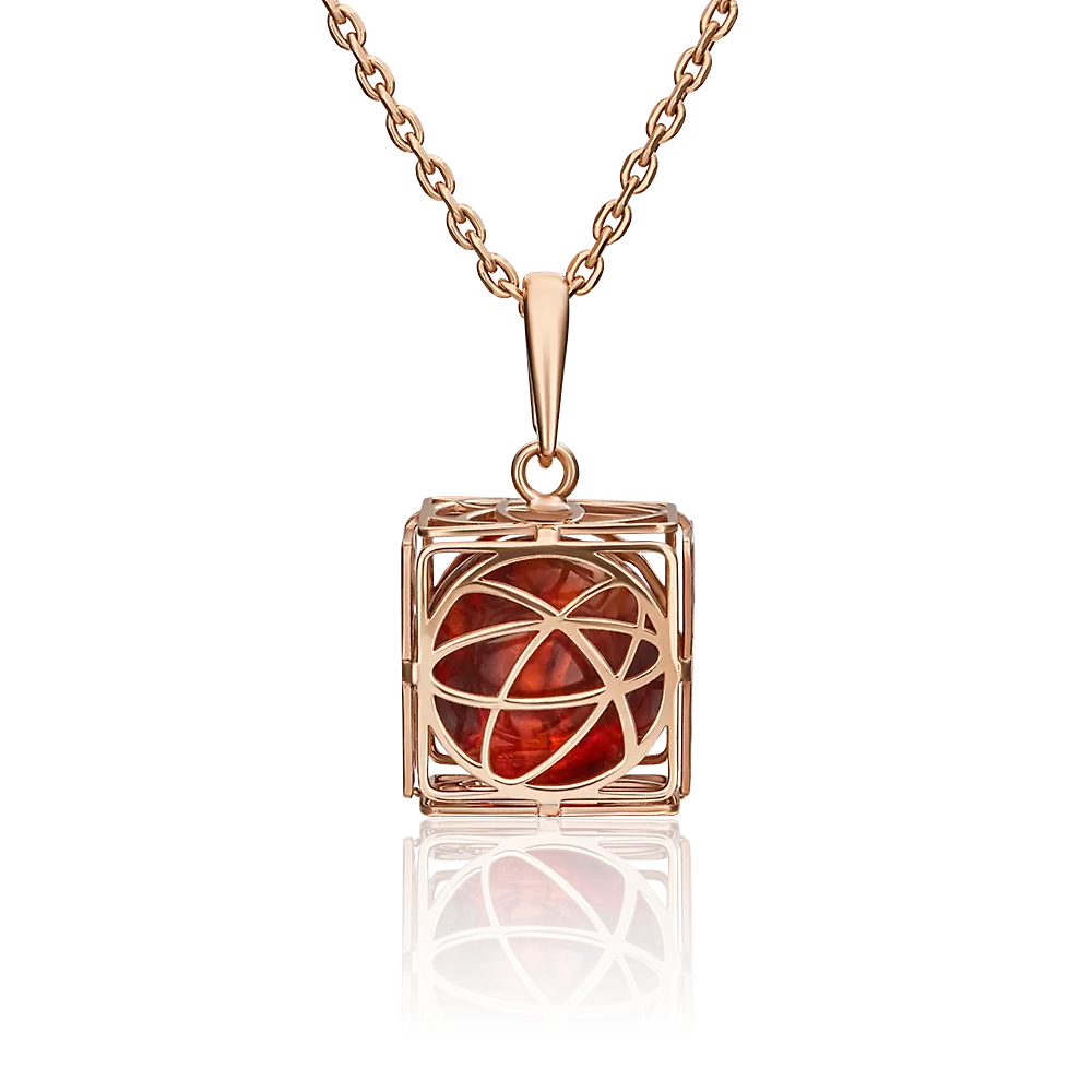 Подвеска из красного золота с янтарём 03-2985-00-271-1110-46