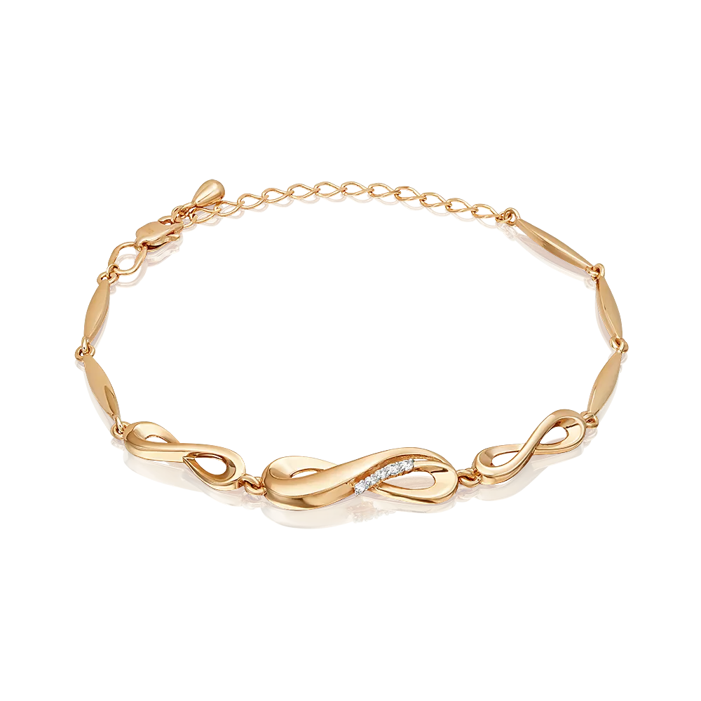 Браслет «Сияние бесконечности» из красного золота с фианитами 05-0842-00-401-1110