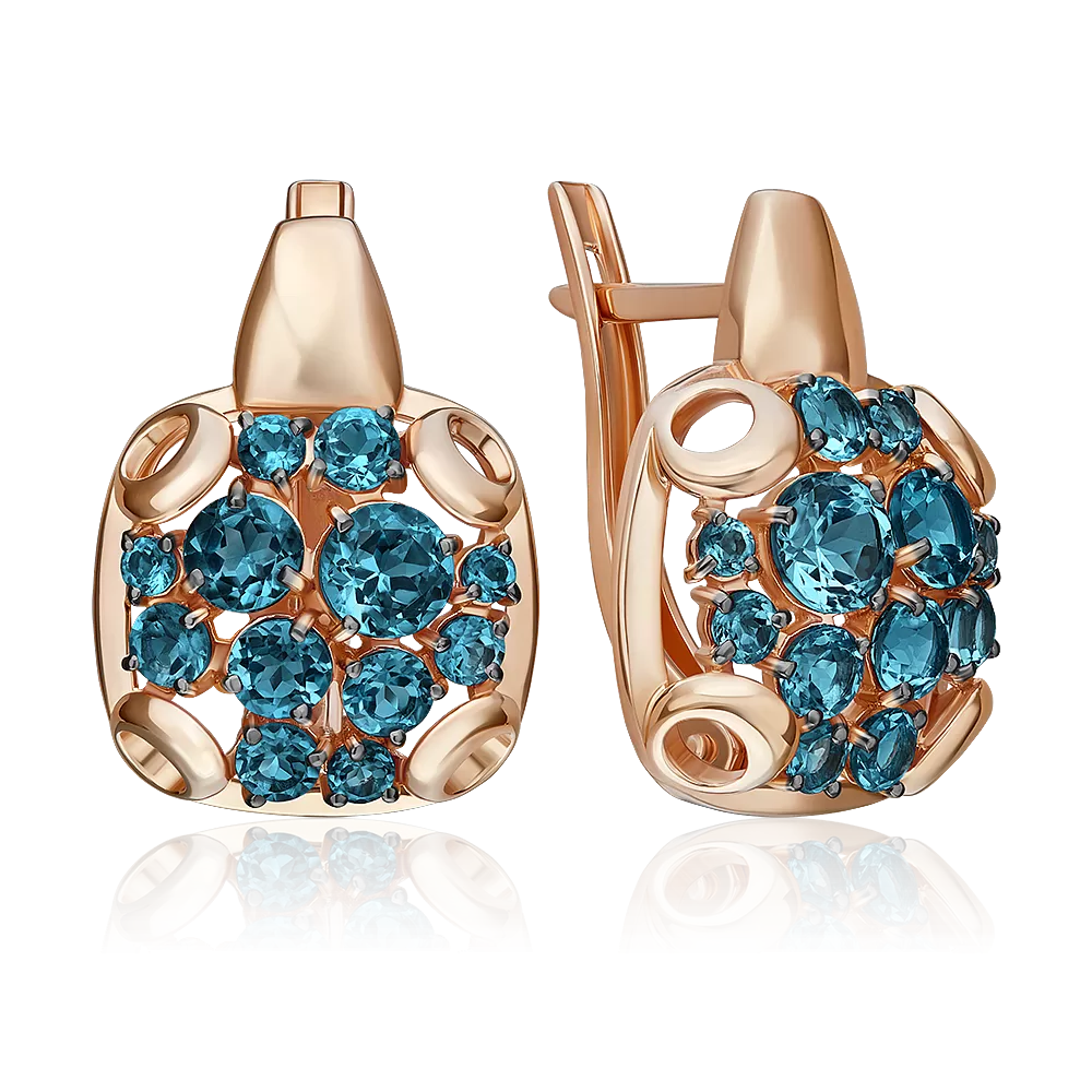 Серьги с английским замком из красного золота с топазами 02-5397-01-201-1110