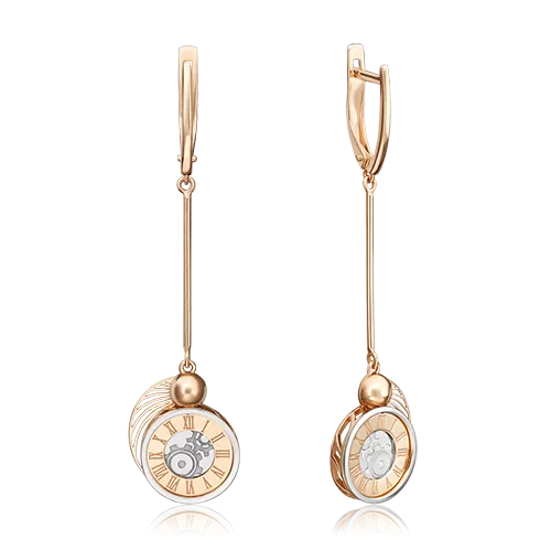 Серьги «Импульс» с английским замком из комбинированного золота 02-4776-00-000-1111-74