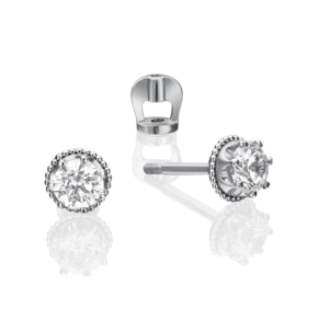 Серьги-пусеты из белого золота с фианитом 02-4307-00-501-1120-38