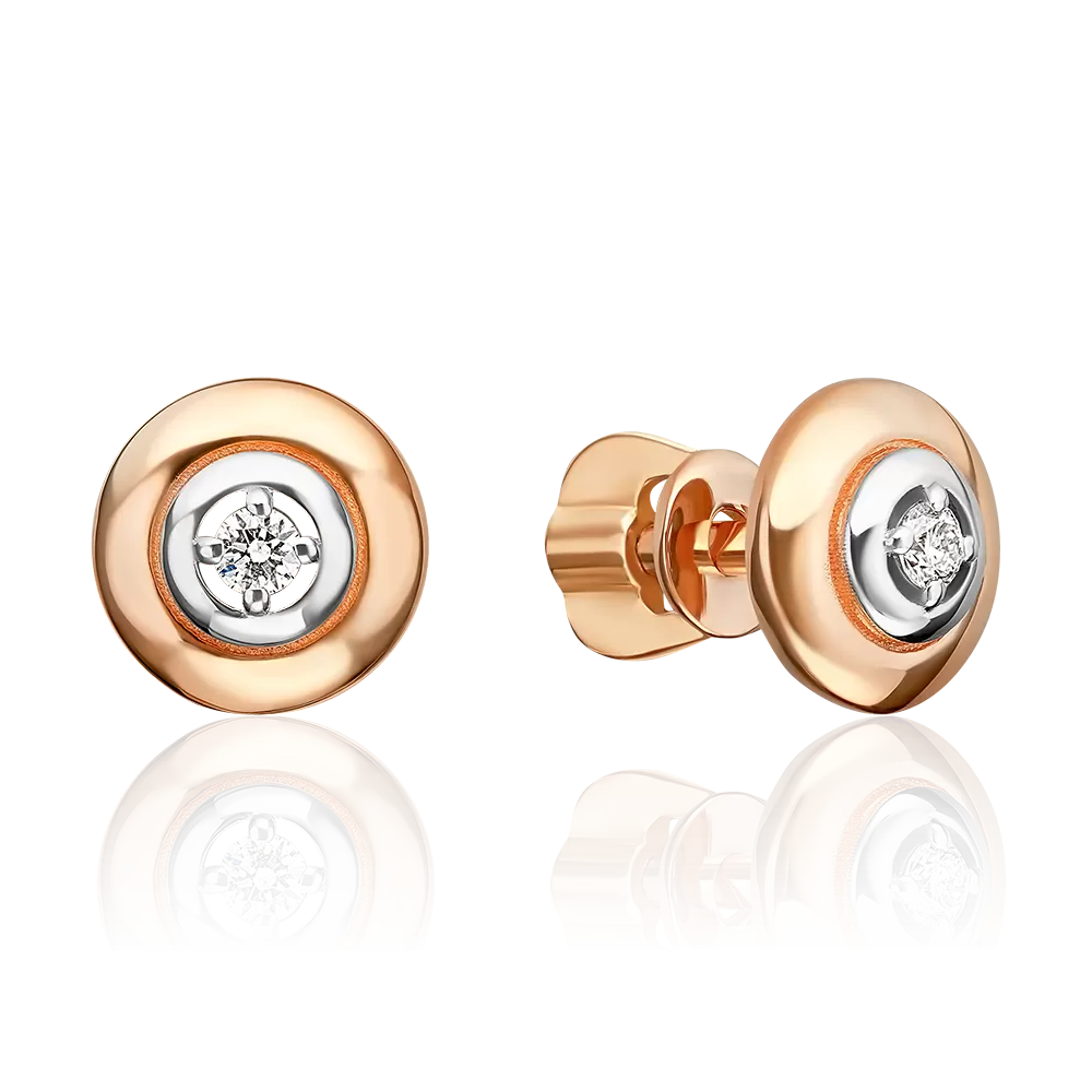 Серьги-пусеты из красного золота с бриллиантом 02-5636-00-101-1110