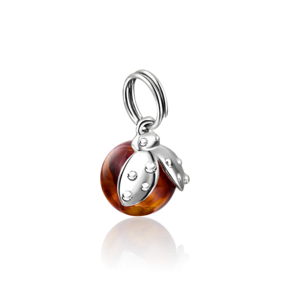 Подвеска «Божья коровка» из серебра с янтарём 03-2776-00-271-0200-62