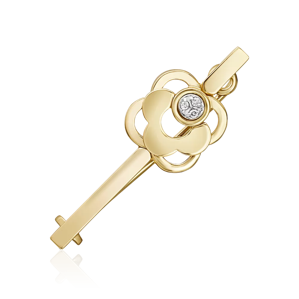 Брошь из комбинированного золота с бриллиантами 04-0272-00-101-1121